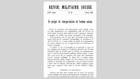 AUTREFOIS - Lu dans la « Revue militaire suisse » de février 1921