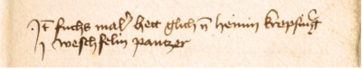 Item Fuchs maler hett glichen Heinin Krepsinger 1 weschfelin pantzer. Staatsarchiv Luzern, URK 229/3257, fol. 23 (Ausschnitt). Bildrechte: Staatsarchiv Luzern.