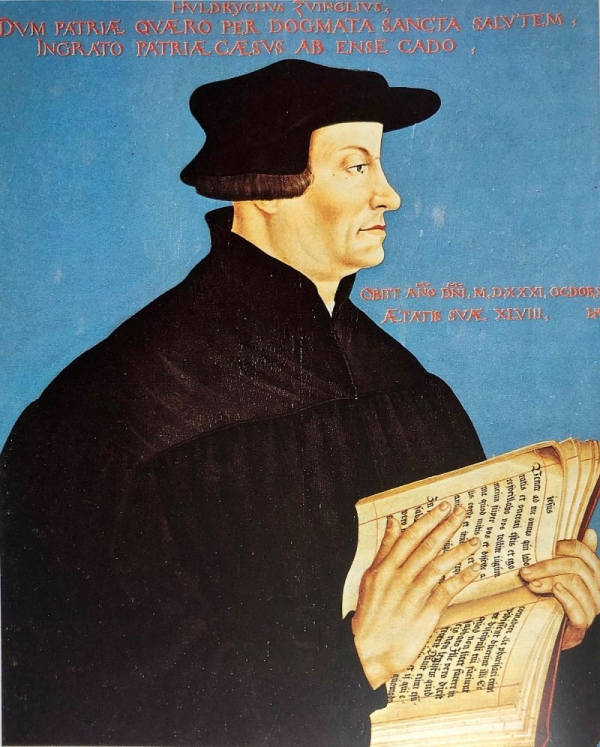 Der Zürcher Reformator Ulrich Zwingli auf einem Porträt von Hans Asper, 1549